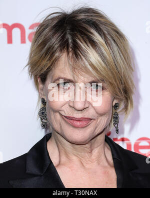 Las Vegas, Nevada, USA . Le 04 Avr, 2019. L'actrice Linda Hamilton arrive au CinemaCon Big Screen Achievement Awards 2019 tenue à Omnia Discothèque au Caesars Palace, le CinemaCon pendant site officiel de la convention de l'Association nationale des propriétaires de théâtre le 4 avril 2019 à Las Vegas, Nevada, United States. (Photo par Xavier Collin/Image Crédit : Agence de Presse) L'agence de presse Image/Alamy Live News Banque D'Images