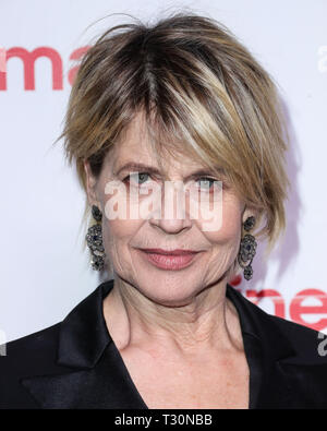 Las Vegas, Nevada, USA . Le 04 Avr, 2019. L'actrice Linda Hamilton arrive au CinemaCon Big Screen Achievement Awards 2019 tenue à Omnia Discothèque au Caesars Palace, le CinemaCon pendant site officiel de la convention de l'Association nationale des propriétaires de théâtre le 4 avril 2019 à Las Vegas, Nevada, United States. (Photo par Xavier Collin/Image Crédit : Agence de Presse) L'agence de presse Image/Alamy Live News Banque D'Images