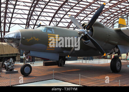 Vue sur le Boeing B 26 Marauder au Musée de l'embarquement, le musée sur D-Day entre Pouppeville et de la Madeleine. Dans le monde d'utilisation | Banque D'Images