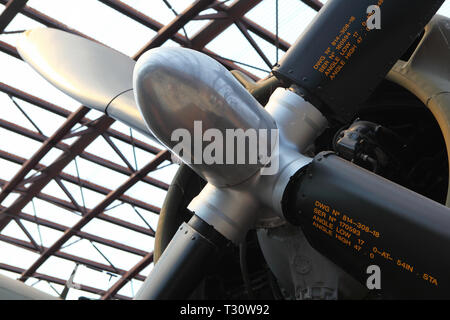 Vue de l'hélice du Boeing B 26 Marauder au Musée de l'embarquement, le musée sur D-Day entre Pouppeville et de la Madeleine. Dans le monde d'utilisation | Banque D'Images