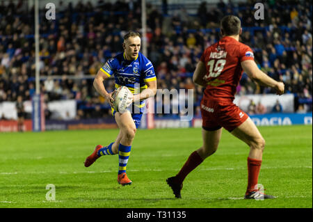 Warrington, Royaume-Uni. Le 05 Avr, 2019. 05 avril 2019, Stade Halliwell Jones, Warrington, Angleterre ; Betfred Super League, ronde 9, Warrington Wolves vs London Broncos ; Ben Currie de Warrington Wolves Crédit : Richard Long/News Images Nouvelles Images /Crédit : Alamy Live News Banque D'Images