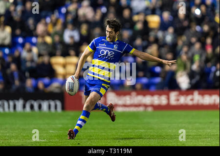 Warrington, Royaume-Uni. Le 05 Avr, 2019. 05 avril 2019, Stade Halliwell Jones, Warrington, Angleterre ; Betfred Super League, ronde 9, Warrington Wolves vs London Broncos ; Stefan Ratchford de Warrington Wolves Crédit : Richard Long/News Images Nouvelles Images /Crédit : Alamy Live News Banque D'Images