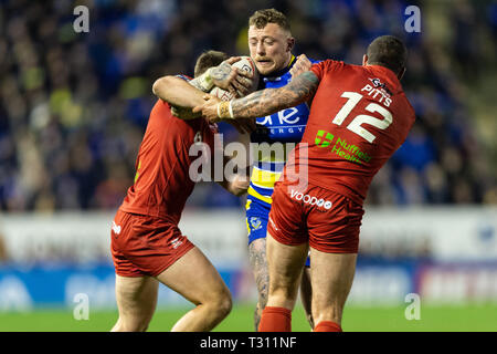 Warrington, Royaume-Uni. Le 05 Avr, 2019. 05 avril 2019, Stade Halliwell Jones, Warrington, Angleterre ; Betfred Super League, ronde 9, Warrington Wolves vs London Broncos ; Josh Charnley de Warrington Wolves Crédit : Richard Long/News Images Nouvelles Images /Crédit : Alamy Live News Banque D'Images