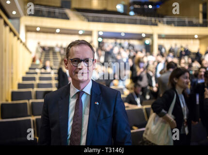 Buenos Aires, Argentine. Le 05 Avr, 2019. Michael Müller (SPD), Maire de Berlin, en marge du sommet de la Culture de l'international city network Cités et Gouvernements Locaux Unis (CGLU). Müller visite également la capitale argentine à l'occasion du 25e anniversaire de la ville de partenariat entre Berlin et Buenos Aires. Crédit : Nicolas Villalobos/dpa/Alamy Live News Banque D'Images