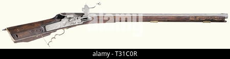 Les bras longs, et l'on échangea, wheellock wheellock, fusil allemand, circa 1720, Additional-Rights Clearance-Info-Not-Available- Banque D'Images