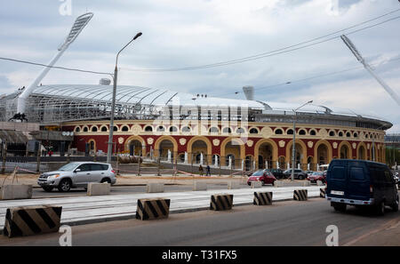 28 avril 2018, Minsk, Belarus . La reconstruction du stade 'Dynamo' à Minsk, qui sera l'hôte de la compétition de la 2ème jeux européens en 2019. Banque D'Images