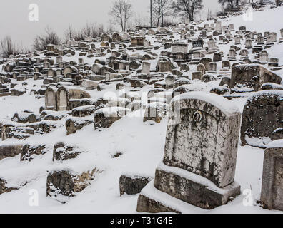 Les pierres tombales dans le vieux cimetière juif qui se trouve sur les pentes du mont Trebevic à Sarajevo, capitale de la Bosnie Herzégovine Banque D'Images