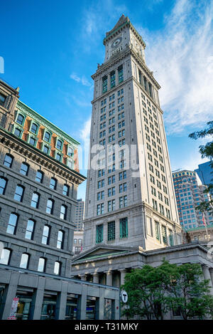 La célèbre Boston Custom House Banque D'Images