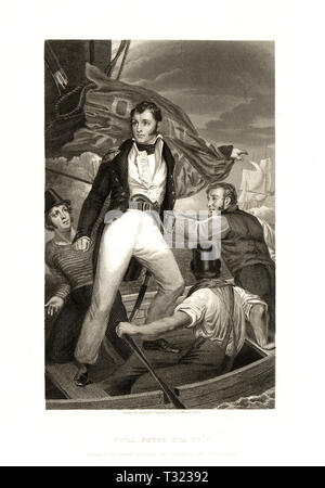 Scène de l'histoire américaine : commodore Oliver Hazard Perry abandonner le Niagara pour le off du Saint-Laurent au cours de la baie Put-In bataille du lac Érié, de la guerre de 1812