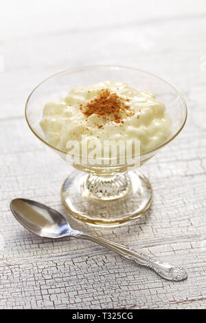 Espagnol maison riz au lait dessert, arroz con leche Banque D'Images