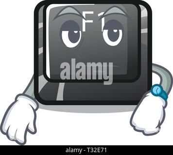 Caricature d'attente bouton f1 installé sur le clavier Illustration de Vecteur