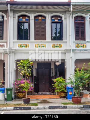 Maisons traditionnelles terrasse Peranakan dans Joo Chiat Singapore Banque D'Images