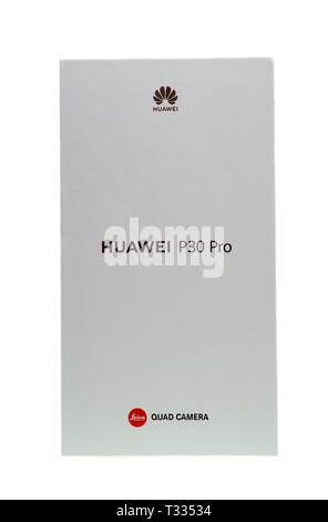 PIATRA Neamt, Roumanie - le 4 avril 2019 : Nouveau Huawei P30 Pro, la série P30 avec Quad phare Leica Camera. Banque D'Images