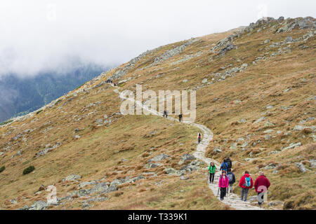 Les randonneurs à pied sur la crête de montagne route touristique Banque D'Images