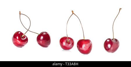Fresh Ripe cherry collection isolé sur fond blanc Banque D'Images