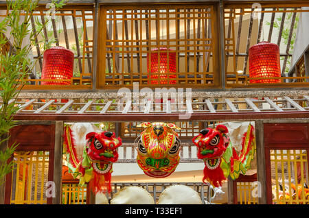 Tête de danse traditionnelle chinoise du lion Banque D'Images