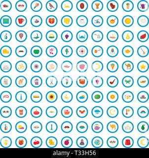 Ramadan 100 icons set dans un style de dessin animé pour tout modèle vector illustration Illustration de Vecteur