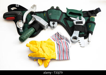 Outil de jouets, en plastique, outils divers pour les enfants, ceinture d'outils, Banque D'Images