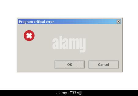 Message d'erreur critique, modèle vierge dans la fenêtre style retro isolated on white Illustration de Vecteur