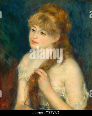 Auguste Renoir (Français, 1841 - 1919), jeune femme tressant ses cheveux, 1876, huile sur toile, Banque D'Images