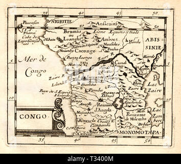 Carte antique de l'Afrique montrant le Congo par Pierre Duval, publié à Paris, 1682 Banque D'Images