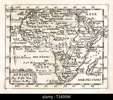 Carte antique de l'Afrique par Pierre Duval, publié à Paris, 1682 Banque D'Images