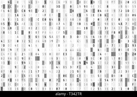 Code Hex d'eau. Le code hexadécimal aléatoire. Résumé de l'élément de données numériques. Arrière-plan de la matrice. Vector illustration isolé sur fond blanc Illustration de Vecteur