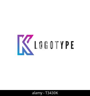 Lettre K logotype. Bleu et violet course gradient par logo. Vector illustration isolé sur fond blanc Illustration de Vecteur