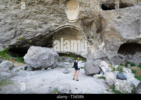 Le Kvabebi Vanis grotte près de Vardzia site de l'UNESCO de la Géorgie Banque D'Images