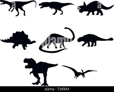 Jeu de silhouettes de dinosaures Illustration de Vecteur