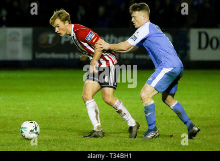 GREGG SLOGGETT de Derry City FC lors de la fixation de la Ligue Airtricity entre Finn Harps FC & Derry City FC à Finn Park, Ballybofey Banque D'Images