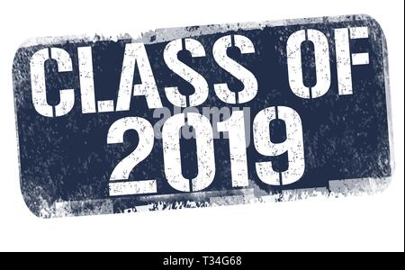 Classe de 2019 signer ou apposer sur fond blanc, vector illustration Illustration de Vecteur