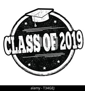 Classe de 2019 signer ou apposer sur fond blanc, vector illustration Illustration de Vecteur