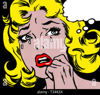 Femme pleurer dans le style des années 60, pop art comic books Banque D'Images