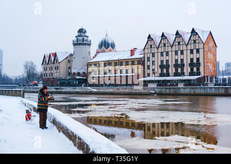 Village de pêcheurs dans le district de Kaliningrad, ville d'hiver, Kaliningrad, Russie, le 8 janvier 2019 Banque D'Images