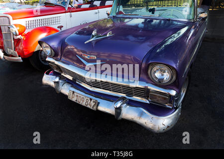 1956 Chevy Bel Air stationné à La Havane, Cuba Banque D'Images