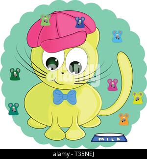 Cute cartoon chat et souris. vector illustration. Illustration de Vecteur