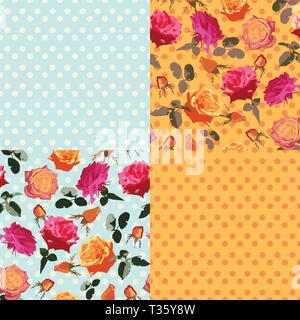 Victorian roses sur le bleu pastel. Couleurs poussiéreuses Illustration de Vecteur