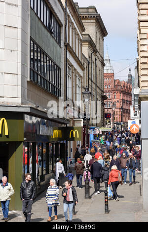 Échange à pied le centre-ville de Nottingham, Royaume-Uni. Banque D'Images