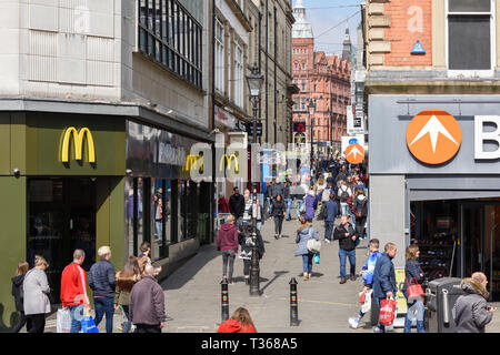 Échange à pied le centre-ville de Nottingham, Royaume-Uni. Banque D'Images