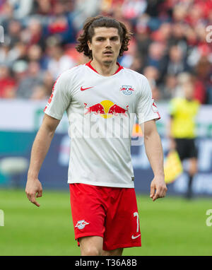 Leverkusen, Allemagne, 6 avril 2019, Bundesliga, Bayer Leverkusen 04 vs RB Leipzig : Marcel Sabitzer (Leipzig). Credit : Juergen Banque D'Images