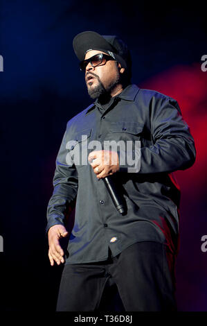 6 avril 2019 - Wilmington (Caroline du Nord), USA - rappeur Ice Cube fonctionne comme son 2019 fait un arrêt à la Caroline du Nord qui a eu lieu au Festival des azalées à Wilmington. Copyright 2019 Jason Moore. (Crédit Image : © Jason Moore/Zuma sur le fil) Banque D'Images