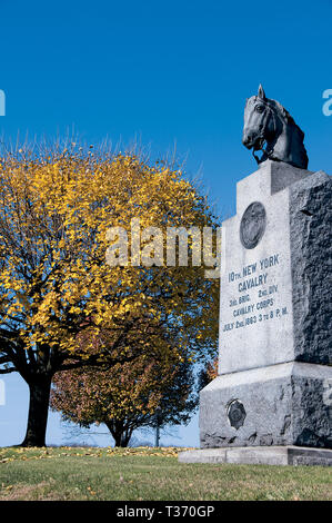 New York Monument Guerre Civile de cavalerie à Gettysburg Banque D'Images