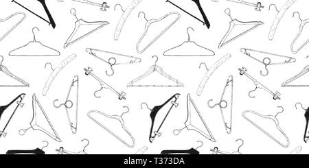 Modèle sans couture avec cintres. Hand drawn, isolé sur un fond blanc. Vector illustration Illustration de Vecteur