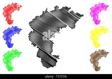 Au nord de la province de Chungcheong du Sud (Corée, République de Corée, République de Corée, les provinces de Corée du Sud) map vector illustration gribouillage, croquis Chungcheongbuk-do Illustration de Vecteur