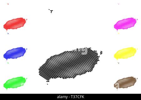 La province de Jeju (Corée du Sud, République de Corée, République de Corée, la province autonome spéciale) map vector illustration, croquis gribouillis spéciale Self-Govern Jeju Illustration de Vecteur