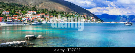 Village Agia Efimia impressionnant,l'île de Céphalonie, Grèce. Banque D'Images