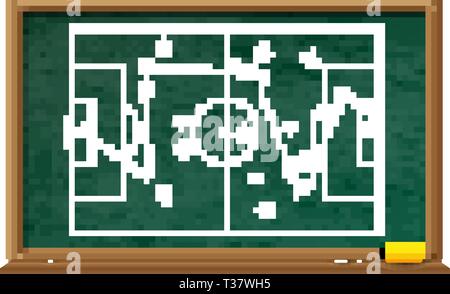 Tableau avec jeu de football champ. tacticts stratégie et programme. vector illustration sur fond blanc Illustration de Vecteur