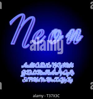 Tube néon alphabet dessiné à la main font. Lettres type de script sur un fond bleu foncé. Vector illustration Illustration de Vecteur