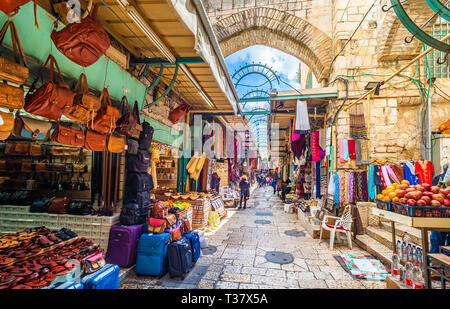 Avis de marché de souvenirs dans la vieille ville de Jérusalem, Israël Banque D'Images